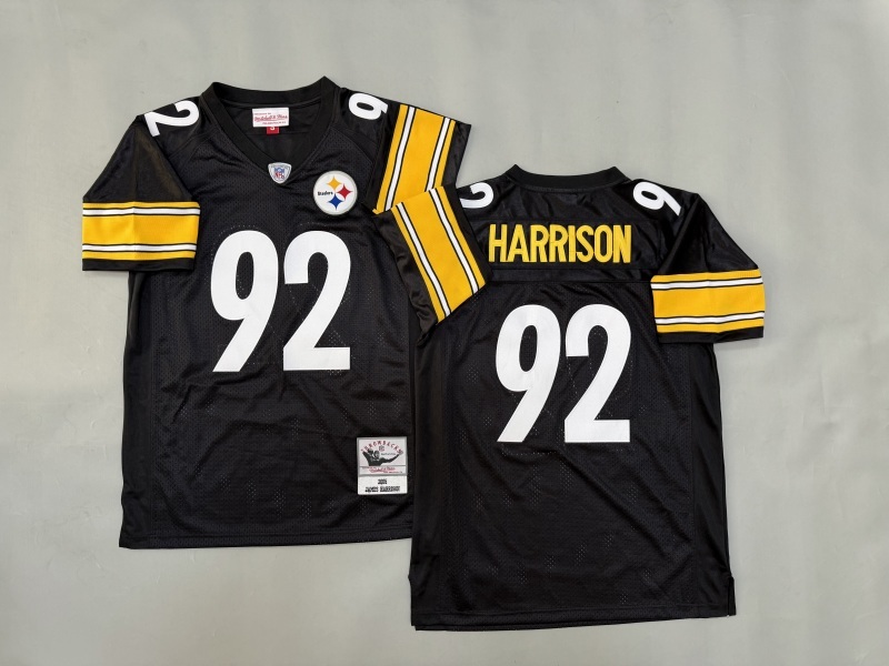 Men 2025 Pittsburgh Steelers #92 Harrison black Throwback Limited NFL Jersey style 001